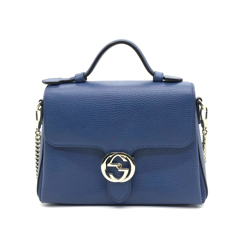 Gucci GG Shoulder Bag Interlocking Chain Blue - Picture 1 of 14
